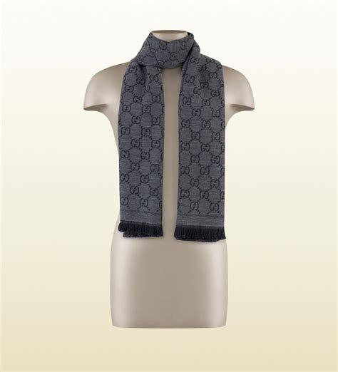 gucci light grey scarf|gg jacquard pattern knitted scarf.